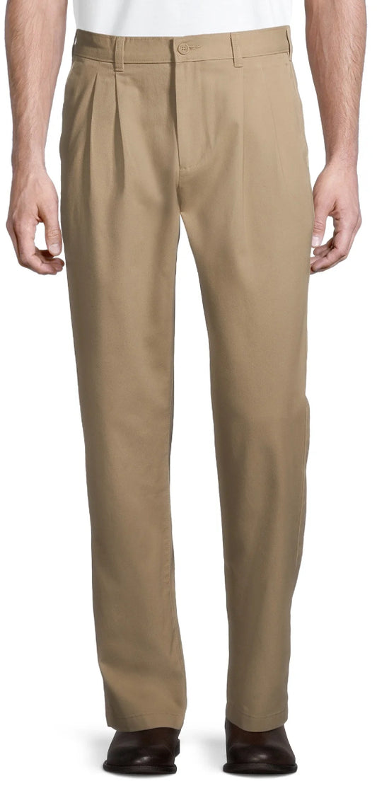 George Men's and Big Men’s Wrinkle Resistant Pleated Trouser Pants, Regular