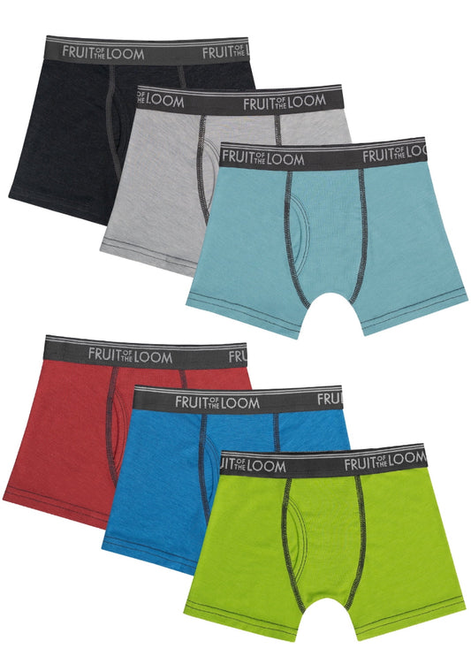 Fruit of the Loom Toddler Boy 360 Stretch True Comfort Super Soft Modal Boxer Briefs Underwear, 6-Pack, Sizes 2T-5T