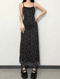 Allover Floral Print Lace Splicing Cami Dress Elegant Sleeveless Maxi Slim Dress Y2k Vintage Dark Academia Women's Clothing💧